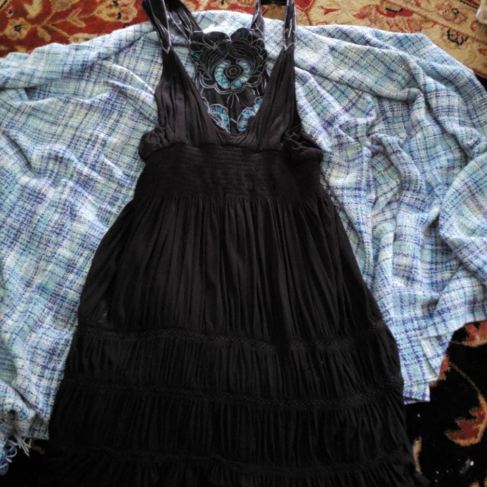 Free People Black tulle lined dress